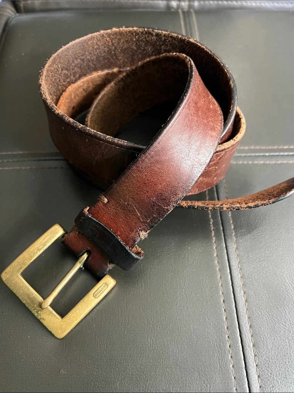 Coach Men's 3896 Brown Leather Belt with Brass Buckle